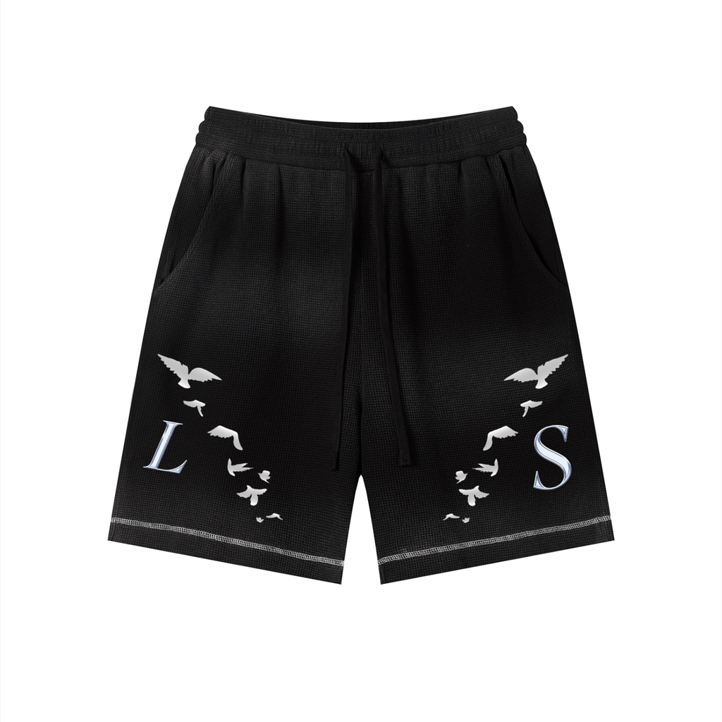 Unisex Sunfade Waffle Raw Hem Shorts