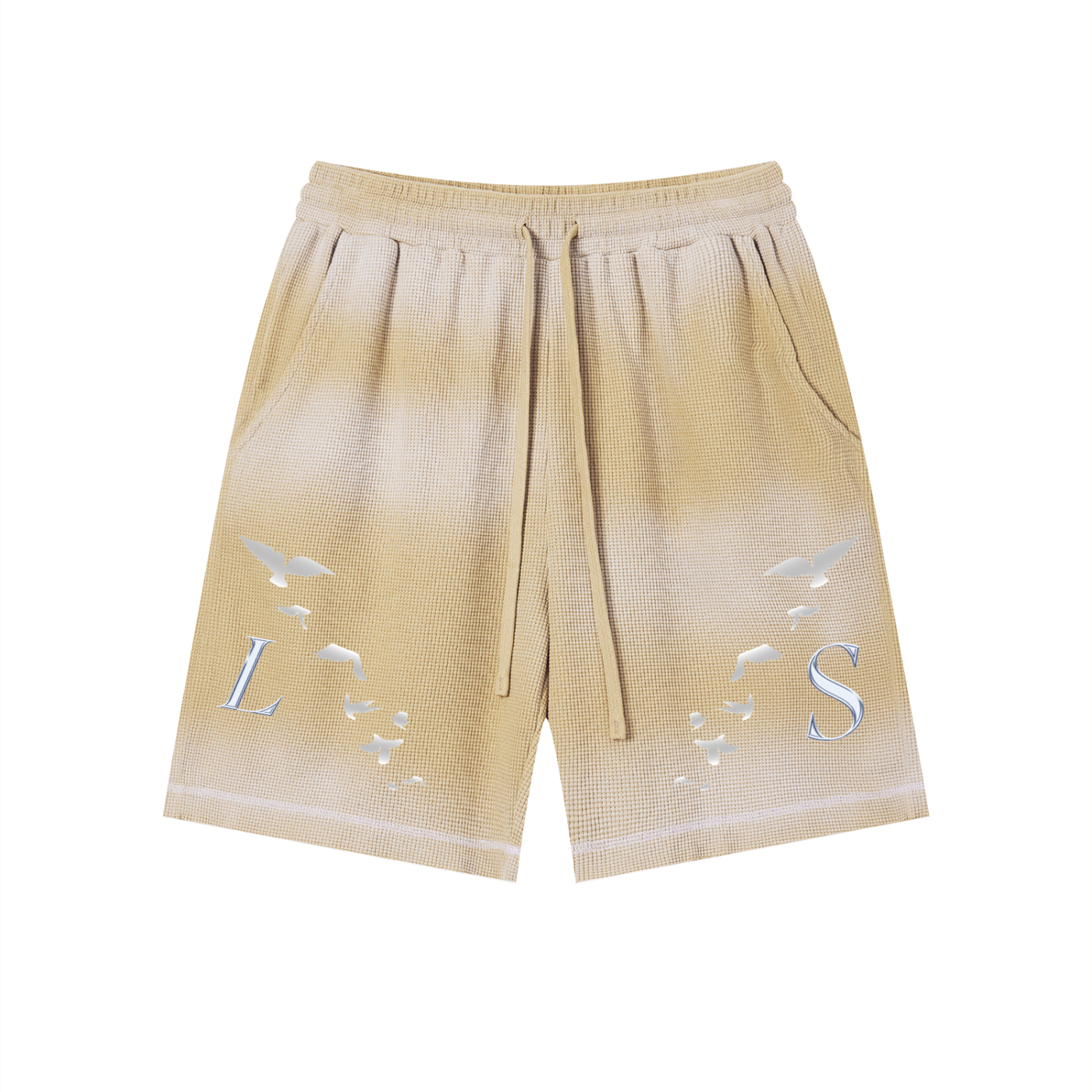 Unisex Sunfade Waffle Raw Hem Shorts