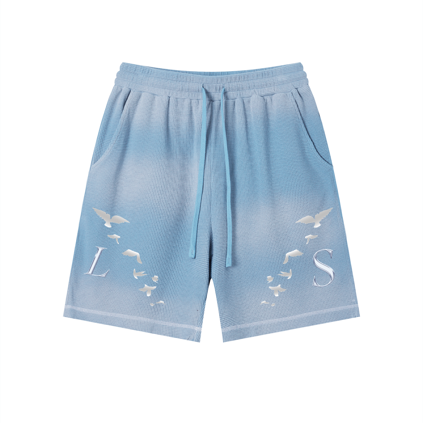 Unisex Sunfade Waffle Raw Hem Shorts