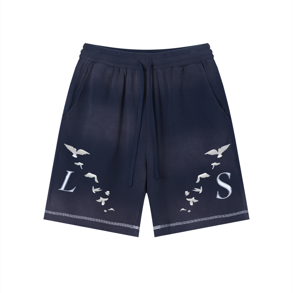 Unisex Sunfade Waffle Raw Hem Shorts