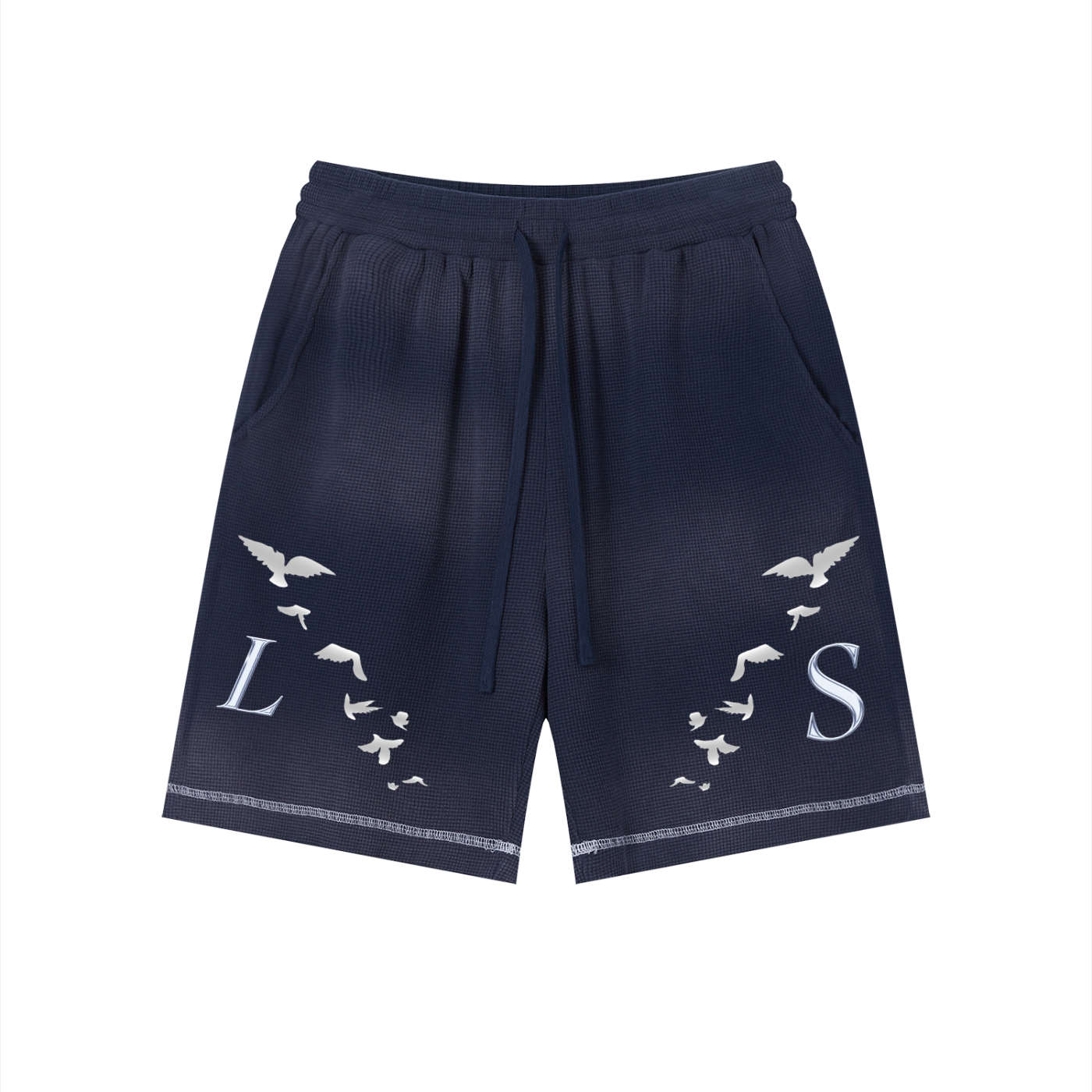 Unisex Sunfade Waffle Raw Hem Shorts
