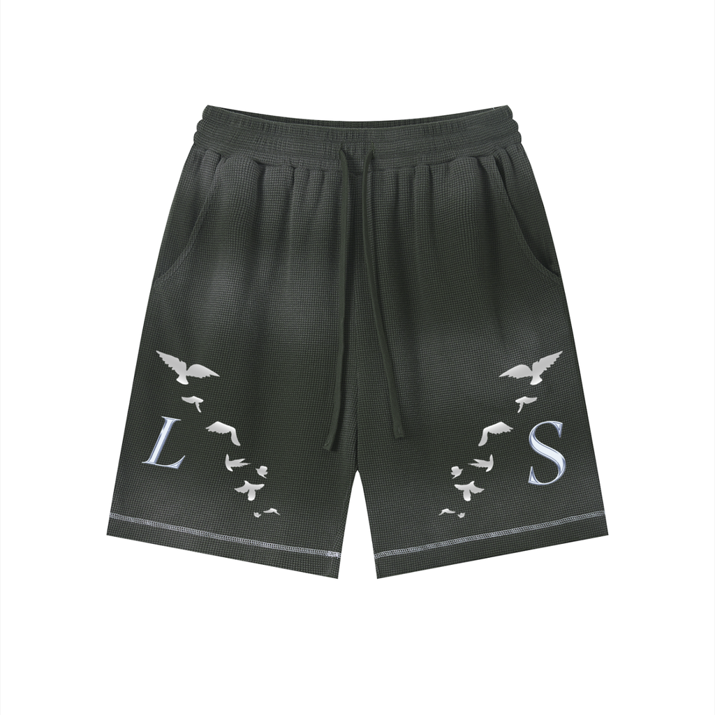 Unisex Sunfade Waffle Raw Hem Shorts