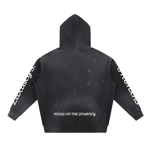 Vintage Washed Frayed Fleece Hoodie