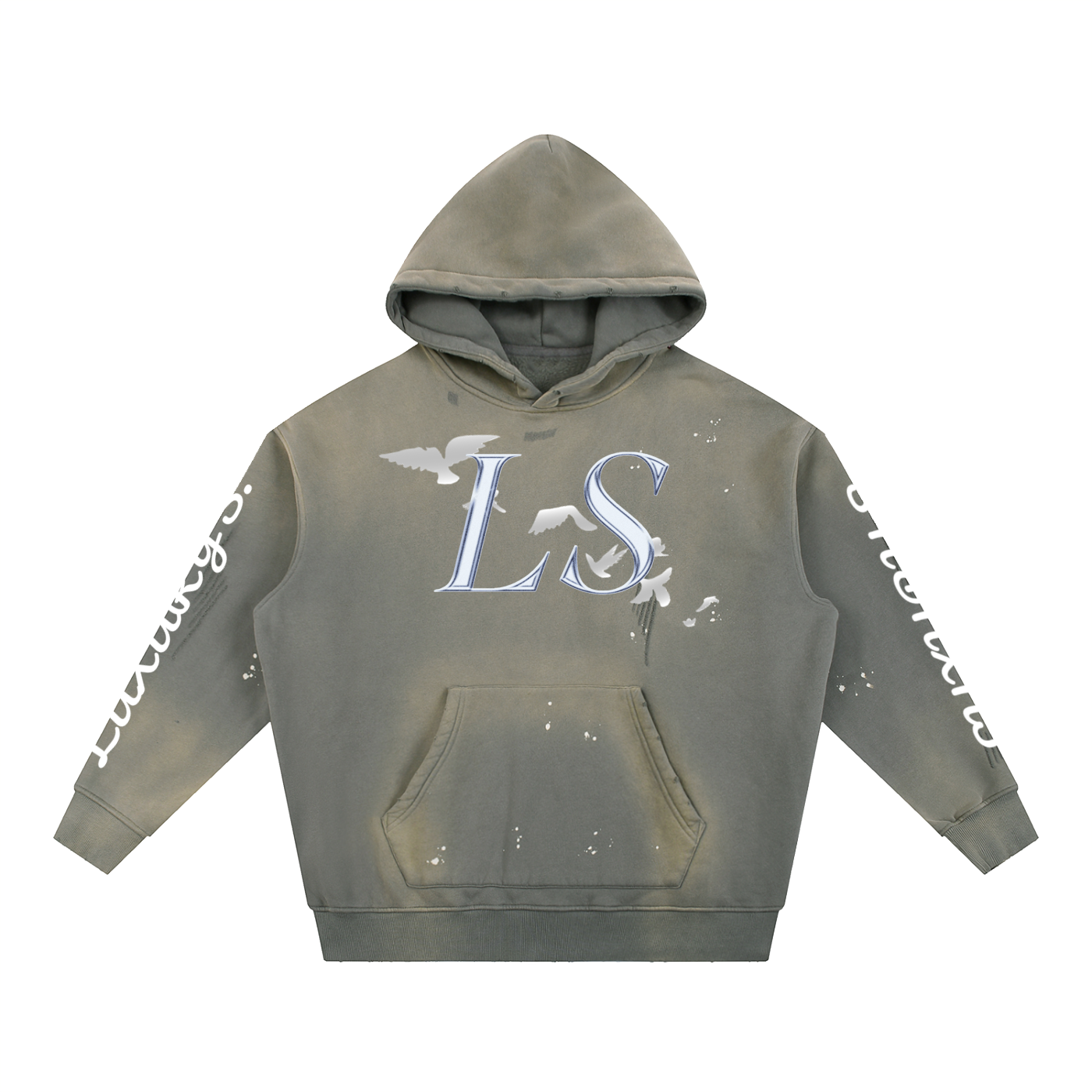 Vintage Washed Frayed Fleece Hoodie