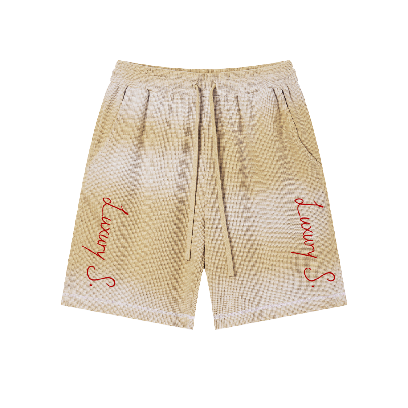 Unisex Sunfade Waffle Raw Hem Shorts