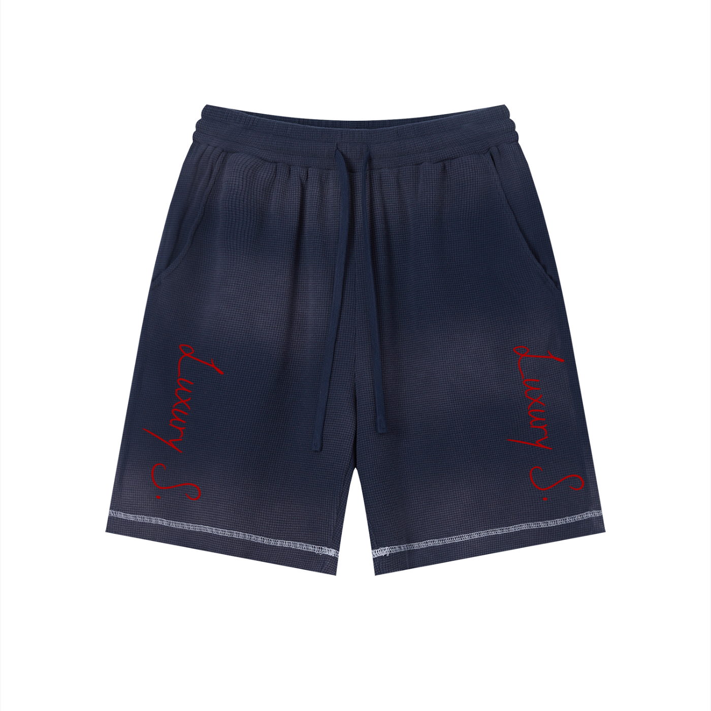 Unisex Sunfade Waffle Raw Hem Shorts