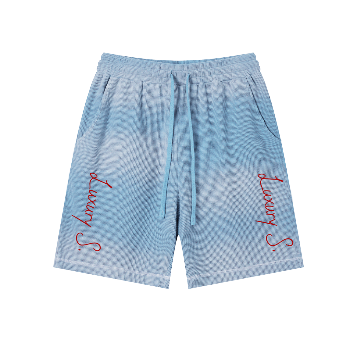 Unisex Sunfade Waffle Raw Hem Shorts