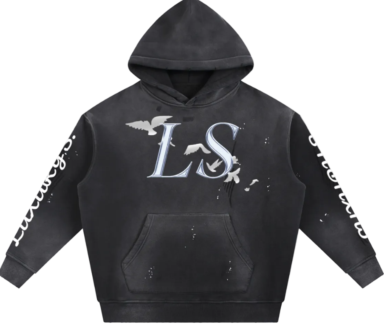 Vintage Washed Frayed Fleece Hoodie