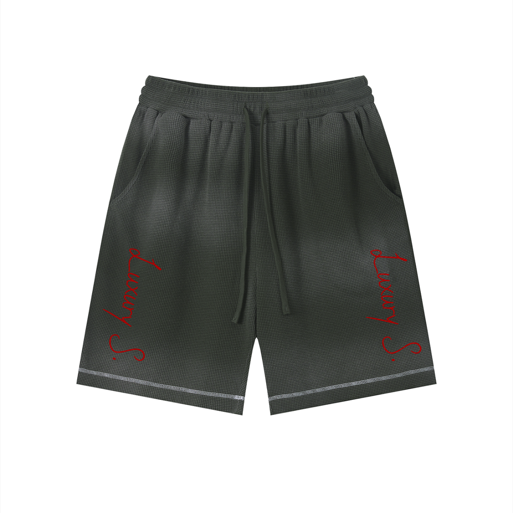 Unisex Sunfade Waffle Raw Hem Shorts