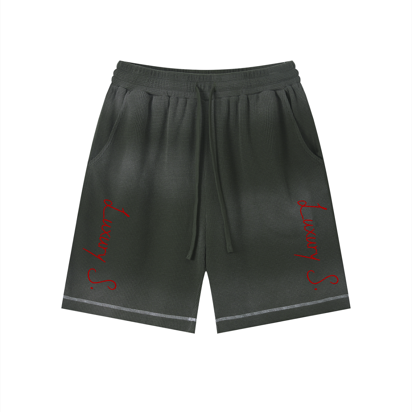 Unisex Sunfade Waffle Raw Hem Shorts