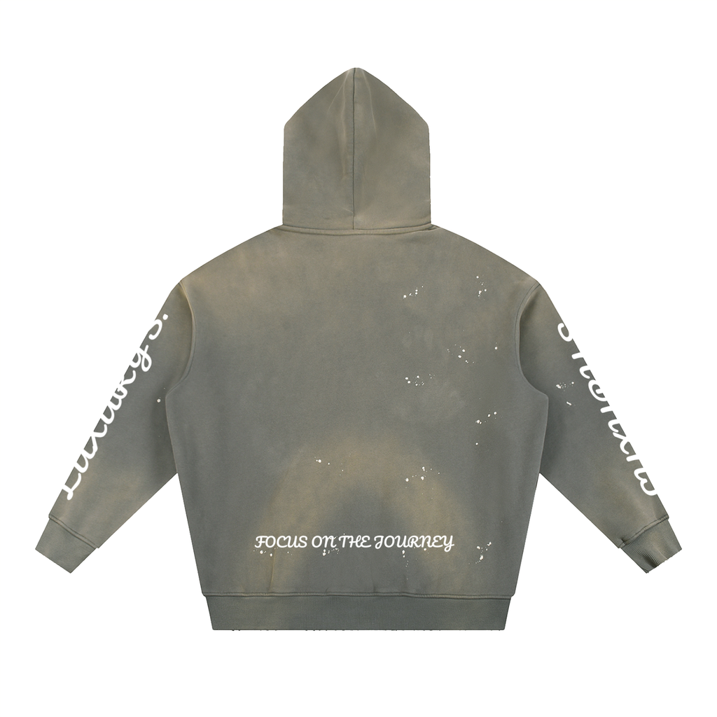 Vintage Washed Frayed Fleece Hoodie